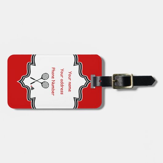 Badminton-cadeaus, racquet- en pendelocks bagagelabel (Voorkant horizontaal)