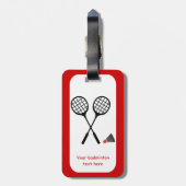 Badminton-cadeaus, racquet- en pendelocks bagagelabel (Achterkant verticaal)