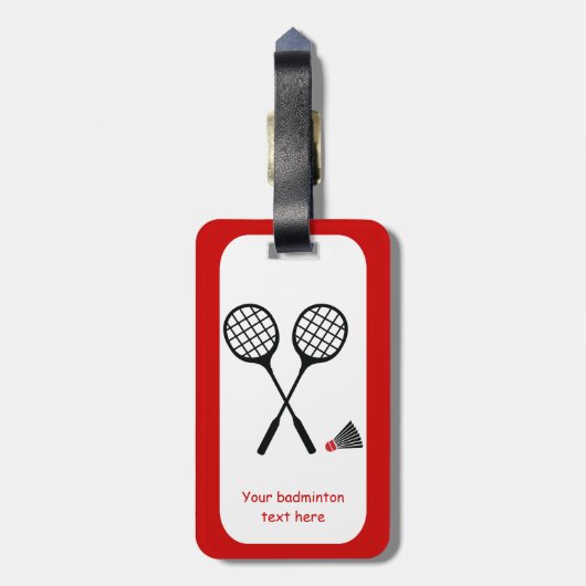 Badminton-cadeaus, racquet- en pendelocks bagagelabel (Achterkant verticaal)