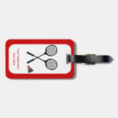Badminton-cadeaus, racquet- en pendelocks bagagelabel (Achterkant horizontaal)