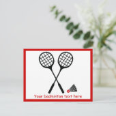 Badminton-cadeaus, racquet- en pendelocks briefkaart (Staand voorkant)
