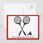 Badminton-cadeaus, racquet- en pendelocks briefkaart (Voorkant / Achterkant)