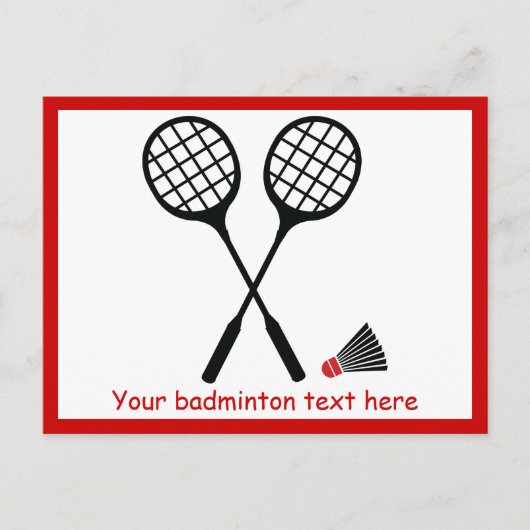 Badminton-cadeaus, racquet- en pendelocks briefkaart (Voorkant)