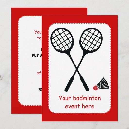 Badminton-cadeaus, racquet- en pendelocks kaart (Voorkant / Achterkant)