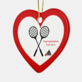 Badminton-cadeaus, racquet- en pendelocks keramisch ornament (Links)