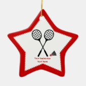 Badminton-cadeaus, racquet- en pendelocks keramisch ornament (Voorkant)