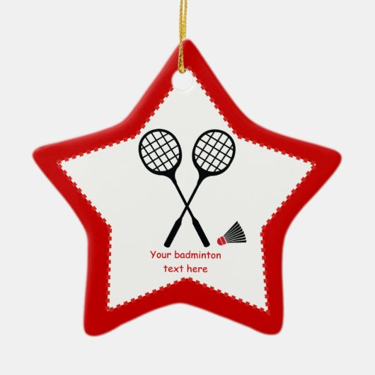 Badminton-cadeaus, racquet- en pendelocks keramisch ornament (Voorkant)