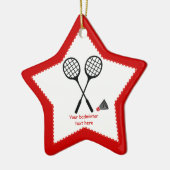 Badminton-cadeaus, racquet- en pendelocks keramisch ornament (Links)