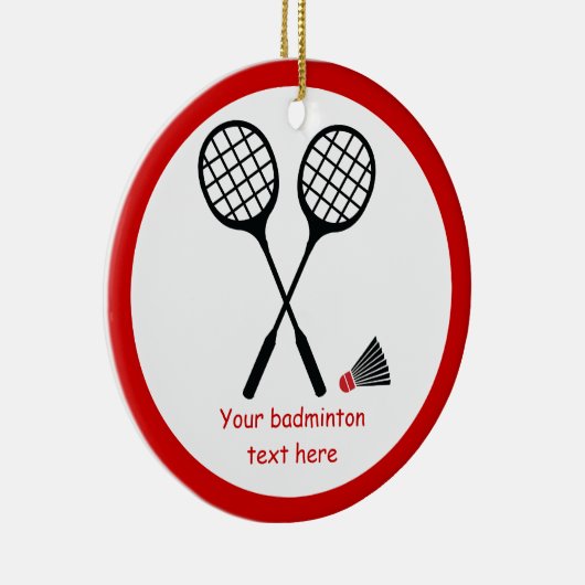 Badminton-cadeaus, racquet- en pendelocks keramisch ornament (Rechts)