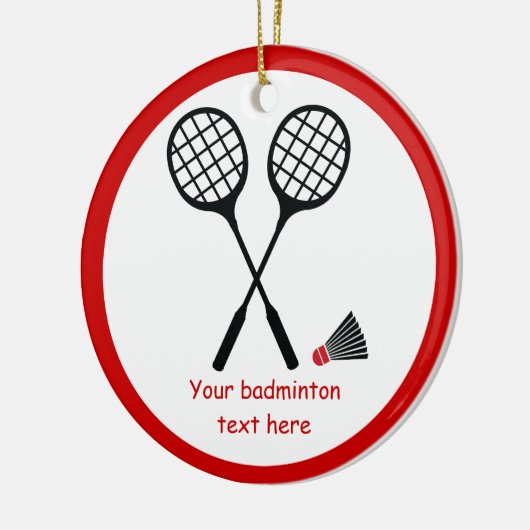 Badminton-cadeaus, racquet- en pendelocks keramisch ornament (Links)
