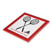 Badminton-cadeaus, racquet- en pendelocks tegeltje (Zijkant)