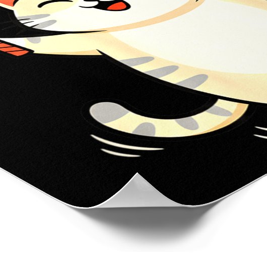 Badminton Cat Cartoon Art, Funny Cat Design For Ca Poster (Hoek)