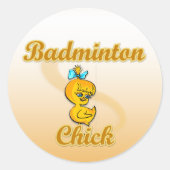 Badminton Chick Ronde Sticker (Voorkant)