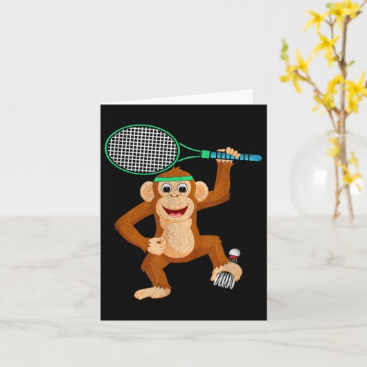 Badminton Chimpansee Animal Sport Humor Shirt Gift Kaart (Gele Bloem)