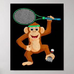 Badminton Chimpansee Dier Sport Humor T-shirt Cade Poster