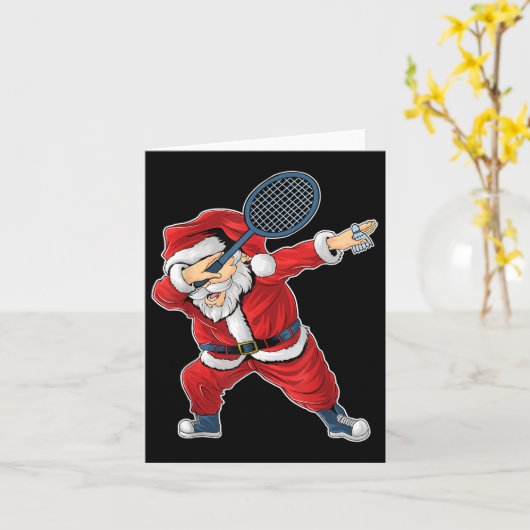 Badminton Christmas Dabbing Santa Claus met Shutt Kaart (Gele Bloem)