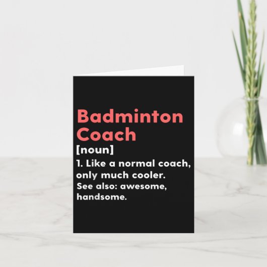 Badminton Coach Definitie Grappige Trainer Gift Pr Kaart (Voorkant)