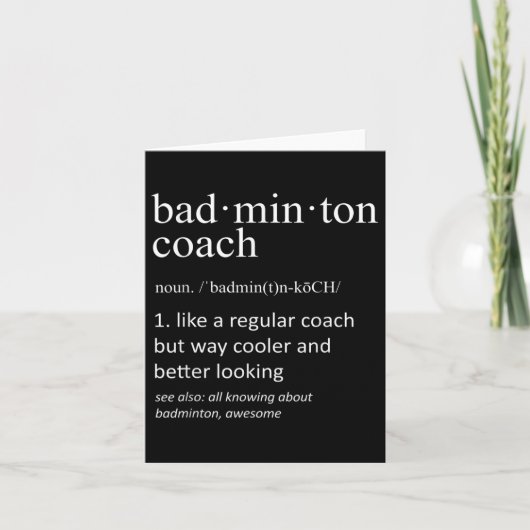 Badminton Coach Definitie Sport Grappige Trainer Kaart (Voorkant)