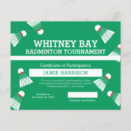 Badminton competitie aangepast groen wit hof