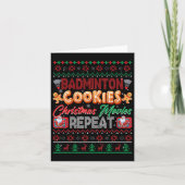 Badminton Cookies Kerstfilms Herhaal Trui Kaart (Voorkant)