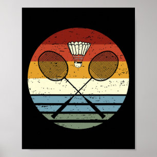 Badminton - Cool Retro Sport Outfit Racket Poster