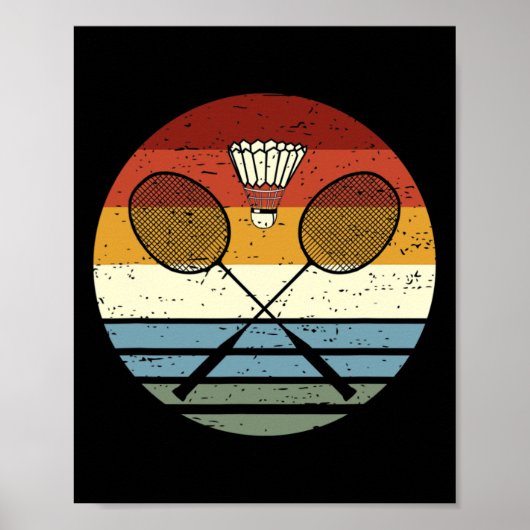 Badminton - Cool  Retro Sport Outfit Racket Poster (Voorkant)