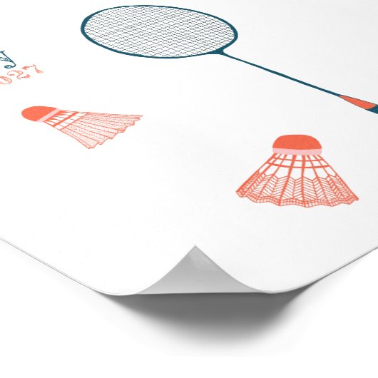 Badminton CUSTOM BABY NAAM BIRTHDATE Art Poster (Hoek)