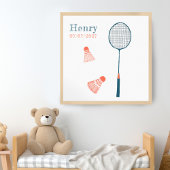Badminton CUSTOM BABY NAAM BIRTHDATE Art Poster