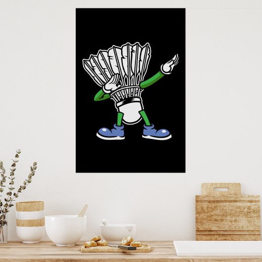 Badminton Dabbing Shuttlecock Poster (Keuken)