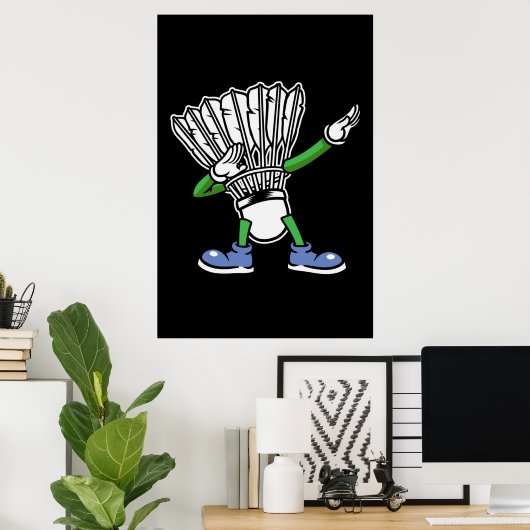 Badminton Dabbing Shuttlecock Poster (Thuiskantoor)