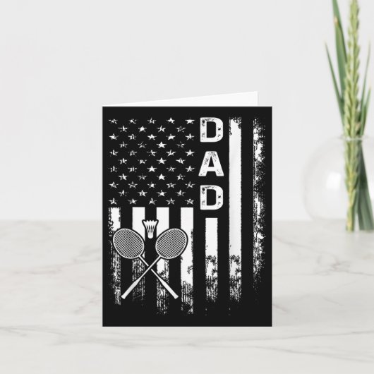 Badminton Dad American Flag Vintage Kerstmis Kaart (Voorkant)