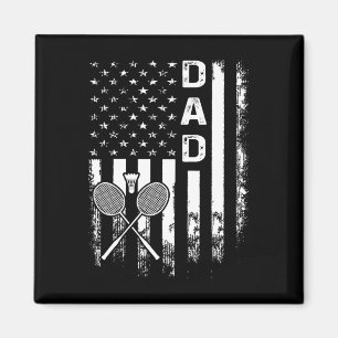 Badminton Dad American Flag Vintage Kerstmis Magneet