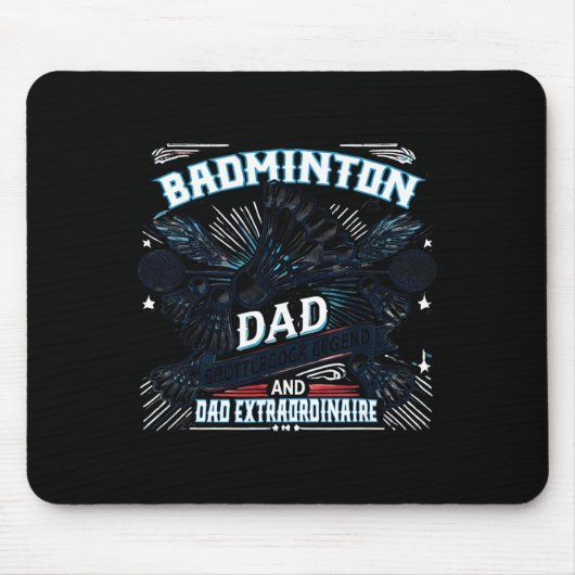 Badminton Dad Shuttle Legend Grappig Sportontwerp Muismat (Voorkant)