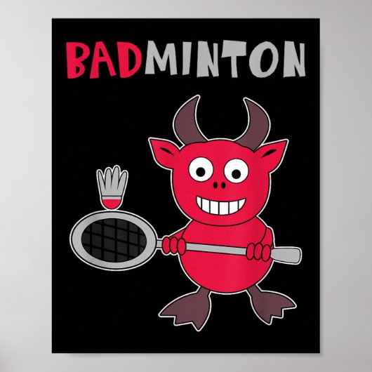 Badminton Devil Badminton Player Shuttle Sports SM Poster (Voorkant)