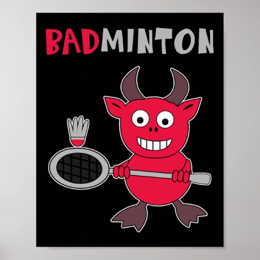 Badminton Devil Badminton Player Shuttle Sports SM Poster (Voorkant)
