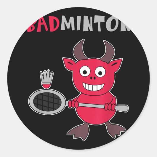 Badminton Devil Badminton Player Shuttle Sports SM Ronde Sticker (Voorkant)
