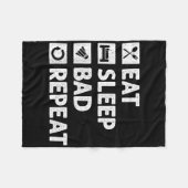 Badminton Eat Sleep Herhaal Grappige Shuttle Meme Fleece Deken (Voorkant (Horizontaal))