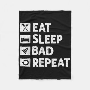 Badminton Eat Sleep Herhaal Grappige Shuttle Meme Fleece Deken