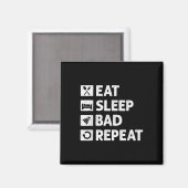 Badminton Eat Sleep Herhaal Grappige Shuttle Meme Magneet (Voorkant / Achterkant)