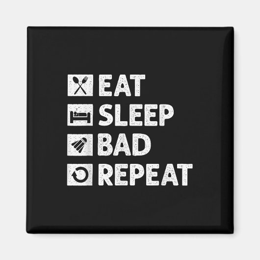 Badminton Eat Sleep Herhaal Grappige Shuttle Meme Magneet (Voorkant)