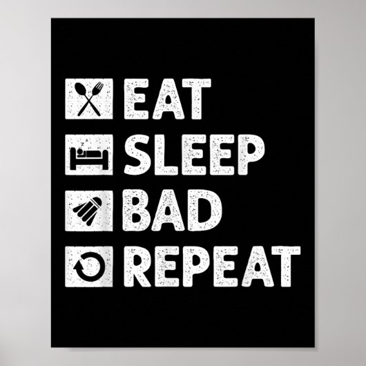 Badminton Eat Sleep Herhaal Grappige Shuttle Meme Poster (Voorkant)