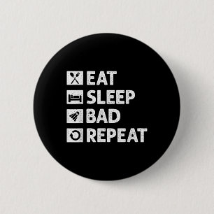 Badminton Eat Sleep Herhaal Grappige Shuttle Meme Ronde Button 5,7 Cm
