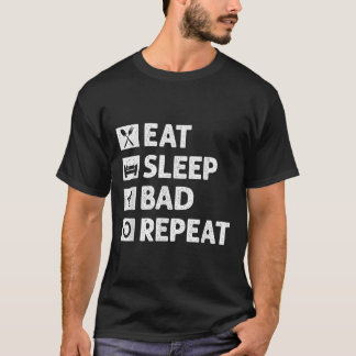 Badminton Eat Sleep Herhaal Grappige Shuttle Meme T-shirt
