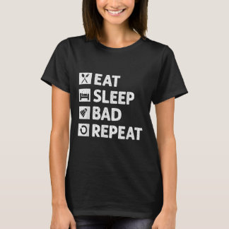 Badminton Eat Sleep Herhaal Grappige Shuttle Meme T-shirt