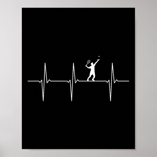 Badminton ECG Heartbeat Shuttle Pulsfrequentie Poster (Voorkant)