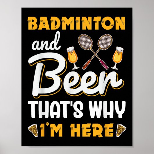 Badminton En Bier Shuttle Badminton Liefhebber Poster (Voorkant)
