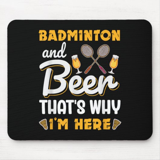 Badminton En Bier Shuttle Badmintonliefhebber Muismat (Voorkant)
