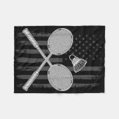 Badminton En Shuttle Amerikaanse Vlag Fleece Deken (Voorkant (Horizontaal))
