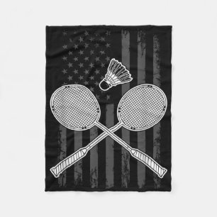 Badminton En Shuttle Amerikaanse Vlag  Fleece Deken