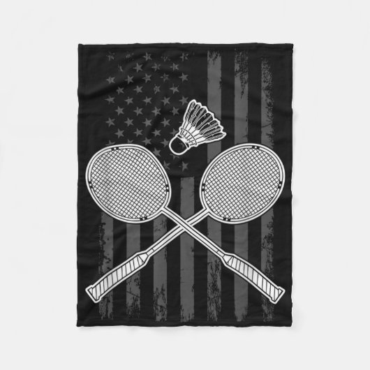 Badminton En Shuttle Amerikaanse Vlag Fleece Deken (Voorkant)